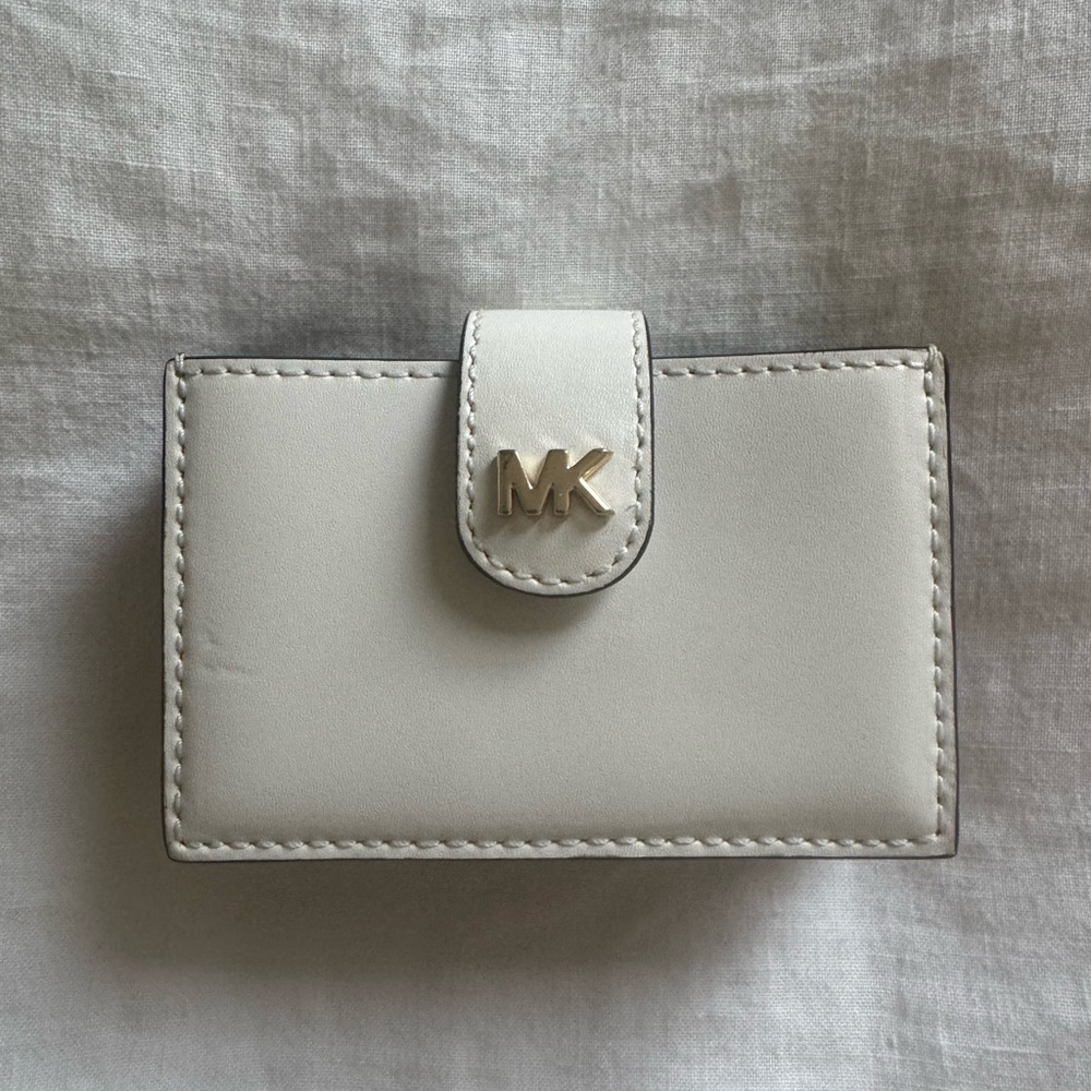 Michael Kors White Pride Card Holder with Gold Logo
